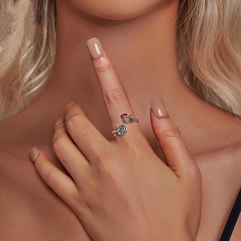 Bague extensible cœur résolvant les problèmes de taille avec style squelette gothique - 5