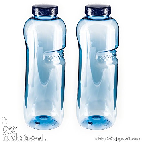 Greiner 2 x 1 Liter Tritan Wasserflasche mit 2 Klappdeckeln für Sport.