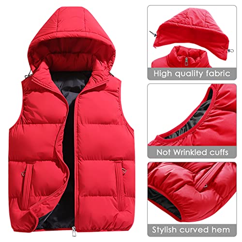 Image of SEAUR Mens Puffer Vest Warm Down Zipper Lightweight Waterproof Sleeveless Coat Jackets with Pockets Hooded