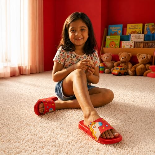 Image of WELCOME Unisex-Child Kids Flip-Flop Soft Comfortable Indoor & Outdoor Slippers Stylish Non-Slip Slide Home Casual Chappals For Boys & Girls