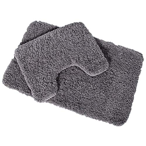 Kaikai Baño Alfombra Shaggy Alfombra de baño Antideslizante Lavable de baño de 2 Piezas T Forma del Contorno Alfombras de baño Ducha Suave Felpa Absorbente Mats (Tamaño: 40 * 50 cm + 50 * 80 cm)