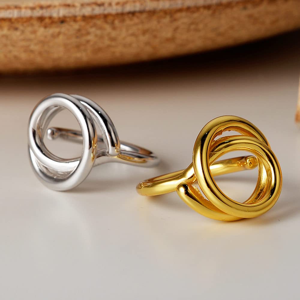 HGJH Ring Silber 925 Damen, Sterling Silber Ringe Frauen 925 Linien Handgeschmiedete Verstellbare Ringe Keltischer Knoten Verstellbare Sterling Kleid Ringe Verlobungsring Geschenke Für Männer Mädchen