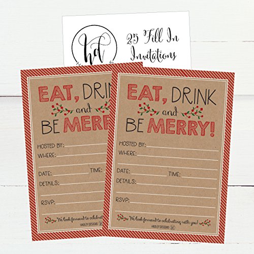 image for Hadley Designs 25 Christmas Party Invitations – Premium Holiday Invi