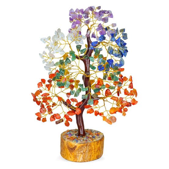 Seven Chakra Crystal Tree | Balance Your Energy | Beautify Your Space with Healing | Gemstones, Harmonize Your Energy | Centers with This Stunning Gemstone Multicolor, 1 Piece
