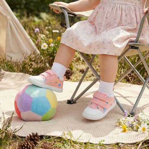 STQ KIDS Wide Toe Box Baby Girls Sneaker Toddler Barefoot Walking Shoes Cute Infant Babies Tennis Shoe Soft First Walker Non-Slip Mid Top Ankle Support Coral Pink 6-9 Months Infant Size 3 US — view 3