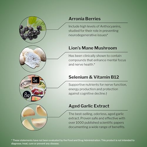 Kyolic Smart Mushrooms+ - Mushroom & Herbal Dietary Supplement - Mental Performance & Long-Term Brain Health Support* - Lion’s Mane Mushroom & Aged Garlic Extract - 60 Capsules - Image 6