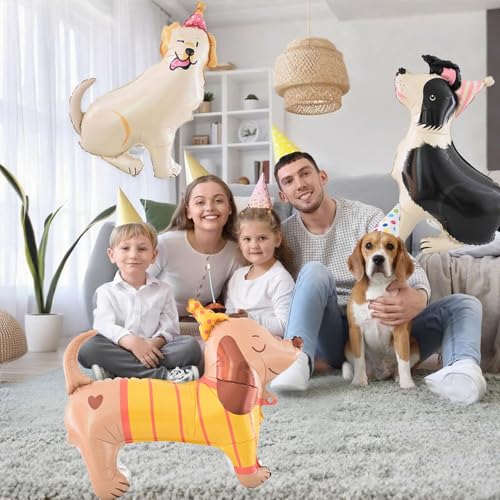 Gleemix Border Collie Luftballon, XXL Hunde Folienballon, 3D Tiere Geburtstag Deko, Hunde Deko Kindergeburtstag für Jungen, Mädchen, Hund Geburtstag, Babyparty