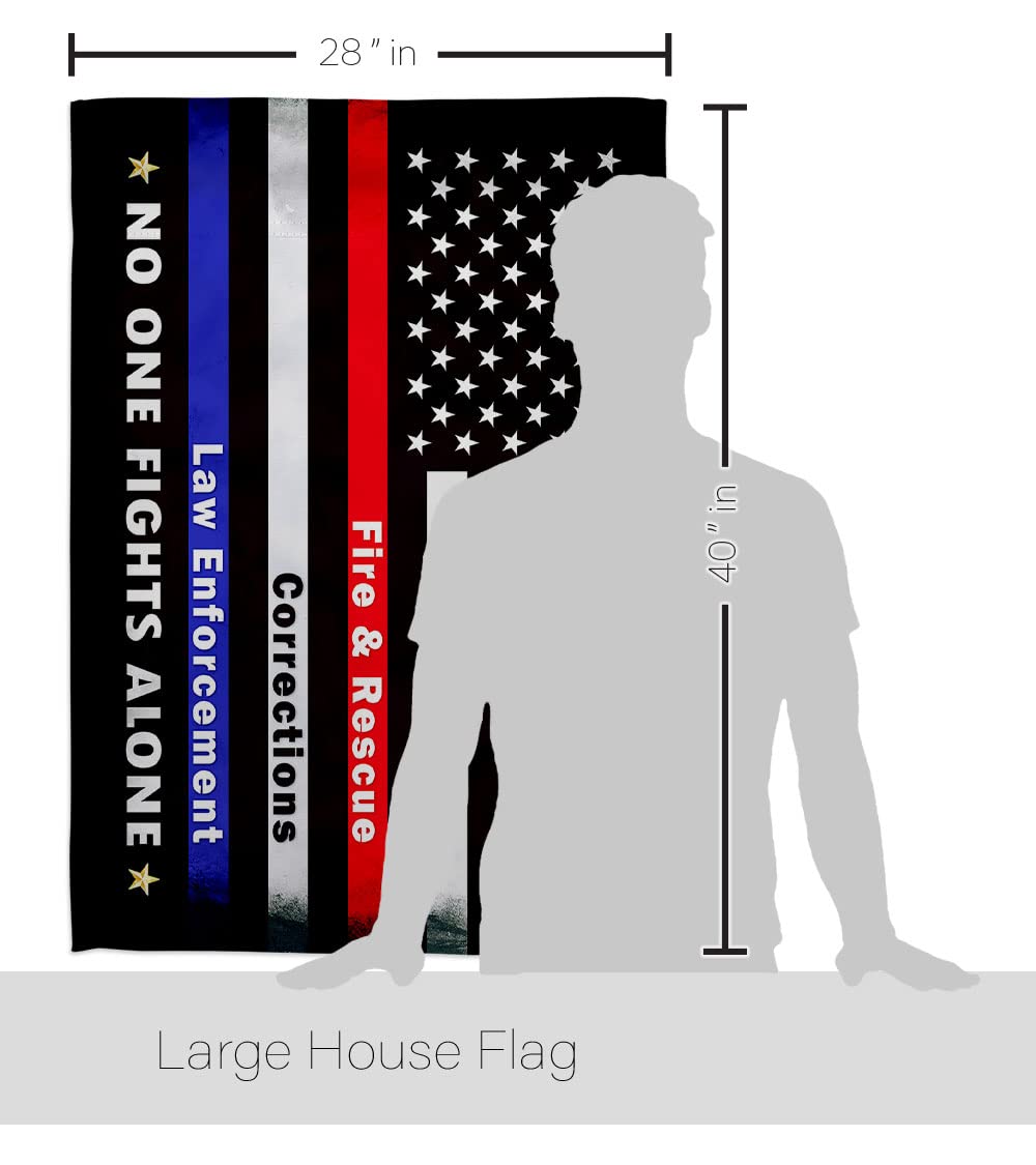 Bandera de casa con texto en inglés "No One Fights Alone House", servicio de las fuerzas armadas, todas las ramas, apoyan honor, oficial de veteranos militares estadounidenses, pancarta pequeña para