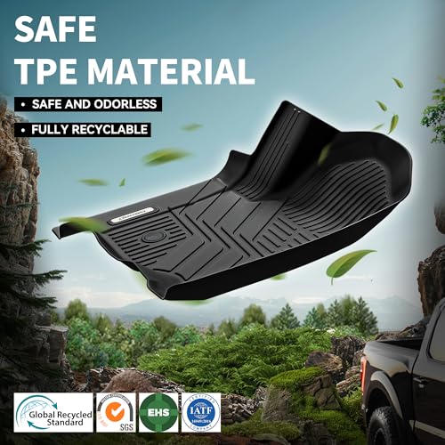 Image of OEDRO Floor Mats Fits for 2015-2020 Chevy Tahoe /GMC Yukon, Custom Fit TPE Anti-Slip Floor Liners - All Weather Front Rear Floor Mats Yukon Tahoe Accessories