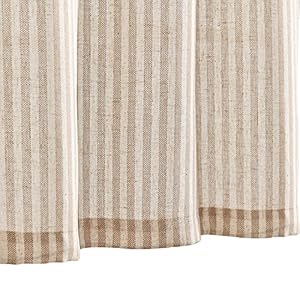 Vangao stripe farmhouse kitchen curtains 36 inch length linen blend cafe curtains tickingstripe tier drapes pinstripe semi sheer small window treatments rod pocket 2 panels taupe on beige  urban country home decor