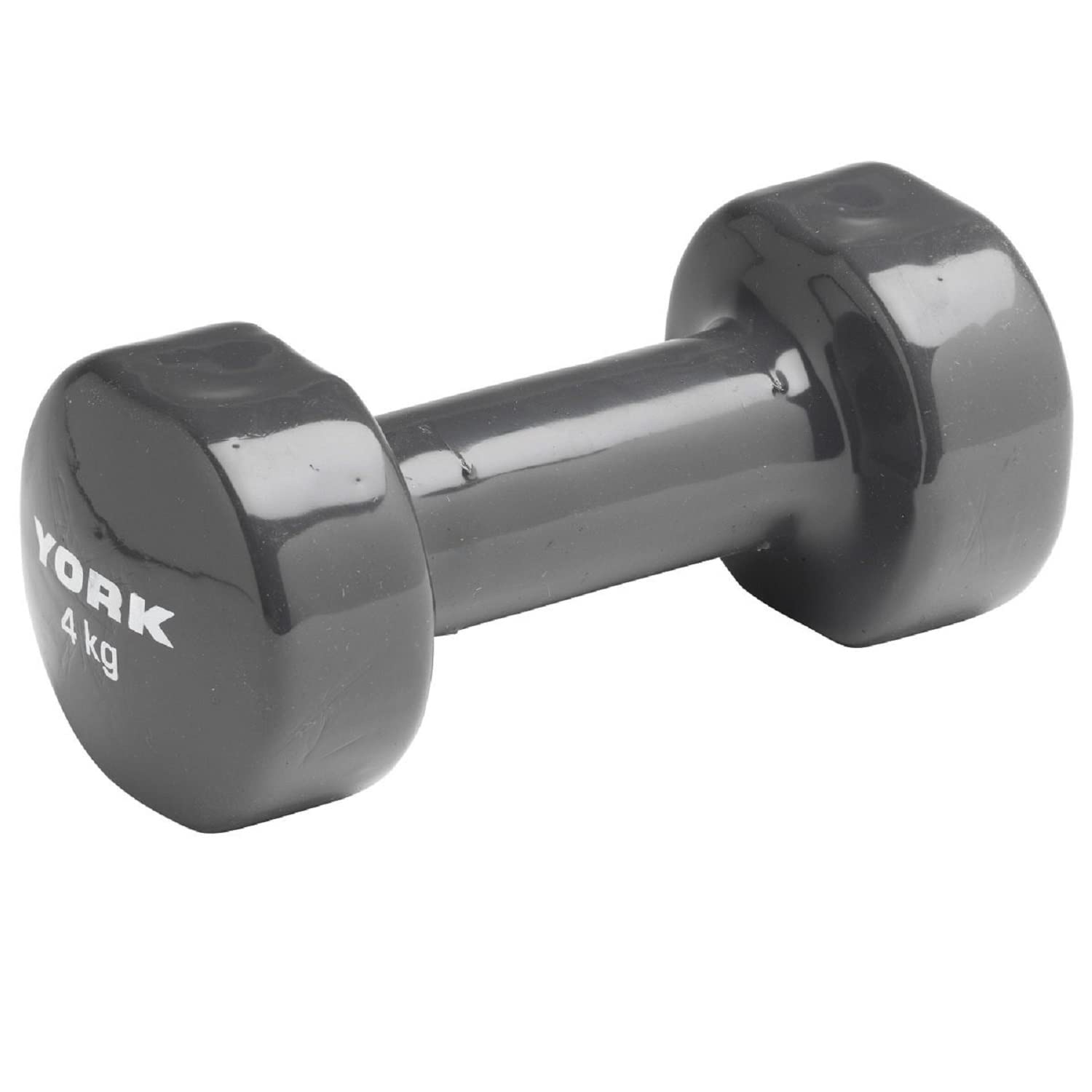 York Fitness Single Vinyl Dipped Dumbbell (Fitbell), Grey, 4 Kg