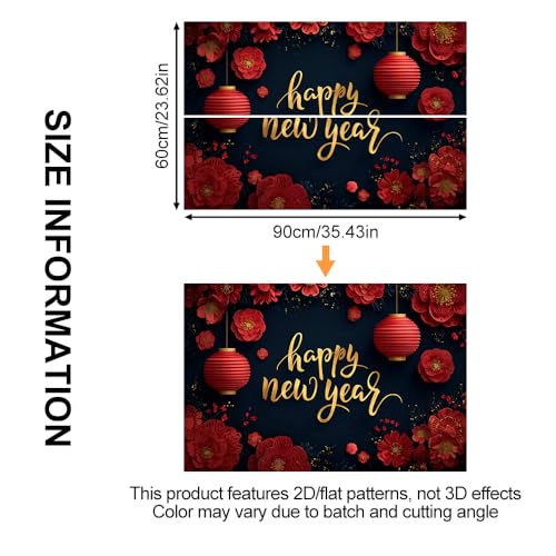 Image of Happy New Year Lantern Backsplash Peel and Stick, 35.4x23.6 in