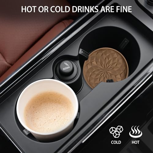 Image of ME.FAN Car Coasters for Cup Holders [4 Pack] - 2.75In Silicone Auto Mug Mats - Universal Non-Slip Recessed Car Interior AccessoriesCoffee