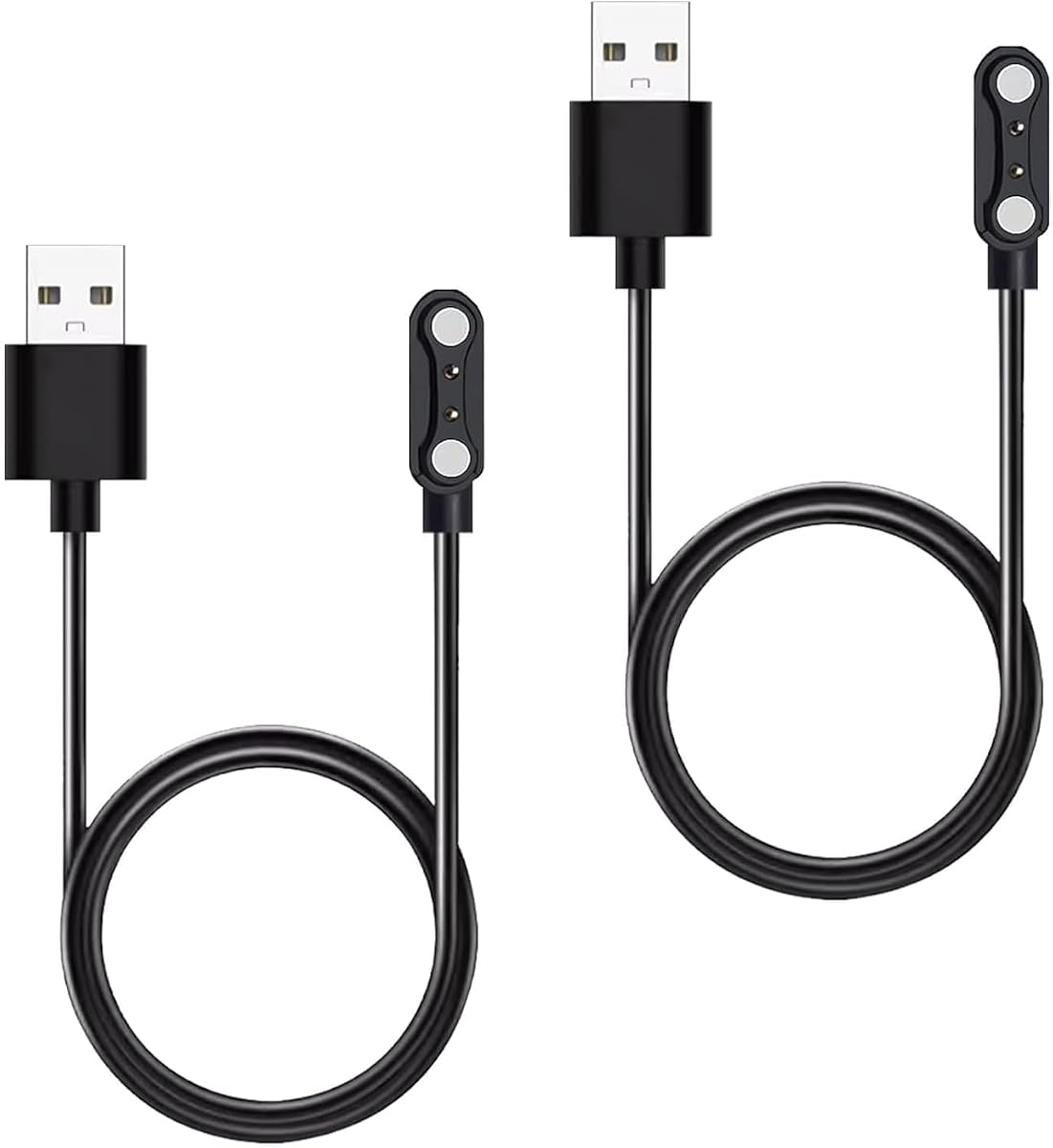 2Pcs Universal Smart Watch Magnetic Charger Cable, 2 Pin 4mm Pitch | Replacement Fast Charging Cord Compatible with Da Fit Gloryfit Smartwatch, Fitness Trackers, Headphones, Electronic Wearables
