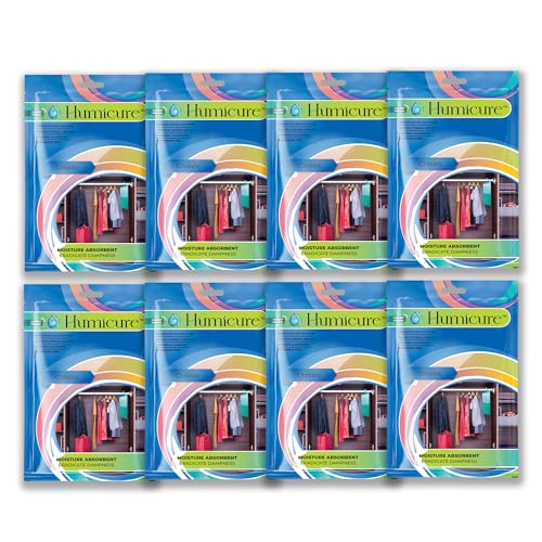 Image of Humicure Moisture Absorber Dehumidifier with 1 Litre Absorption Capacity; Prevents Wardrobe, Bathroom, Kitchen and Bedroom from Mould & Fungus (Pack of 8, 400gram each, Classic) (Without Fragrance)