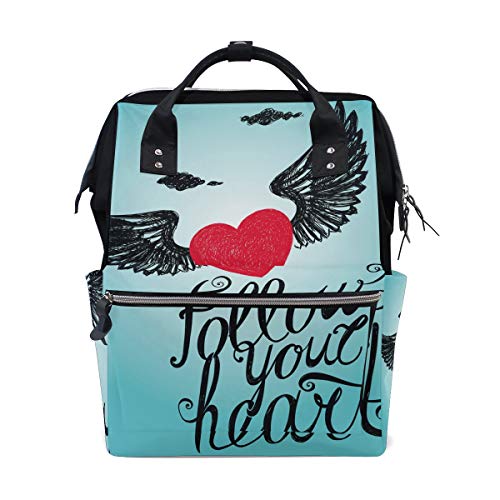 Heart Love Angel Bag Mochila de gran capacidad, bolsa de viaje multifunción para mujeres
