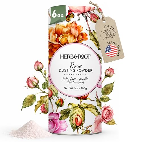 Herb & Root Talc Free Body Dusting Powders. Rose Vanila Sandalwood Lavender Jasmine and Gift Sets (Full Size Rose)