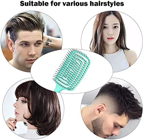 Image of Curved Vented Hair Brush for Fast Blow Drying, Professional Detangling Styling Brush for Wet & Dry Curly, Thick, Straight Hair for Women & Men (green)