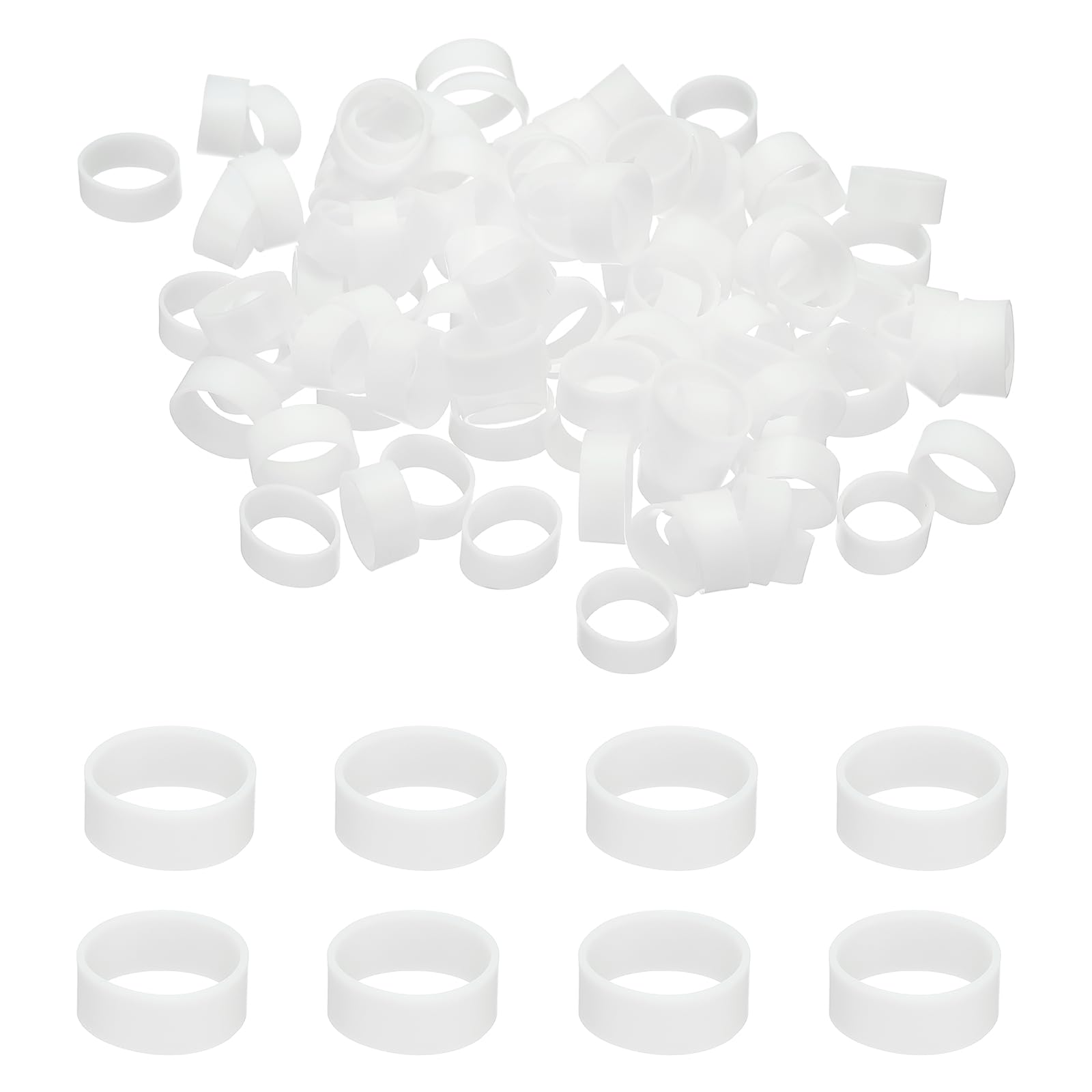 PATIKIL 250Pcs Silicone Cable Ties, 12mm Heavy Duty Small Strong Rubber Bands Silicone Rubber Bands for Cord Management Home Office Organization, White(19x5x0.6mm)