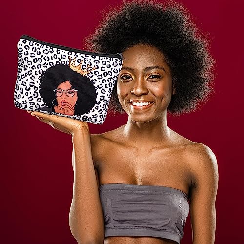 Sweetude 30 Pcs Black Women Cosmetic Bags African American Makeup Bag Reusable Canvas Toiletry Bag Zipper Pouches for Purse Afro Travel Organizer Toiletries Accessories Inspirational Gift2