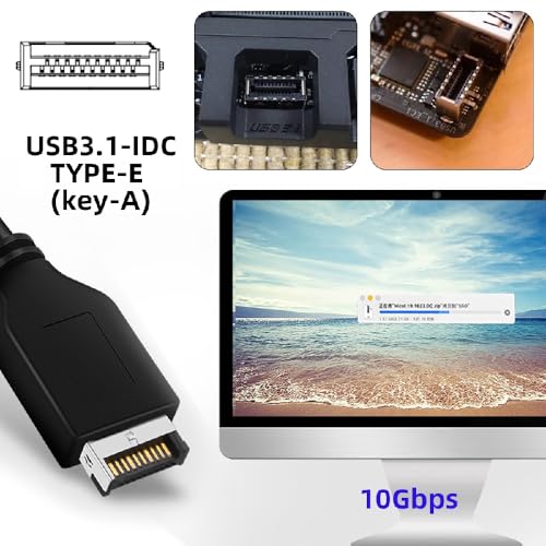 Image of cablecc Internal Motherboard 19-Pin & Type-E to 5Gbps Dual Ports (USB-C + USB 3.0) PCIe Bracket for PC Case Rear I /O Panel
