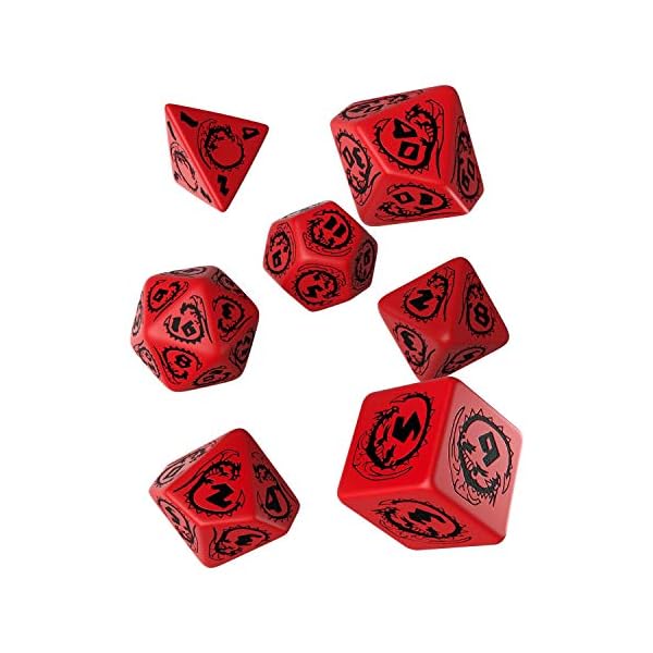 Q WORKSHOP Dragon red & black RPG Ornamented Dice Set 7 Polyhedral Pieces