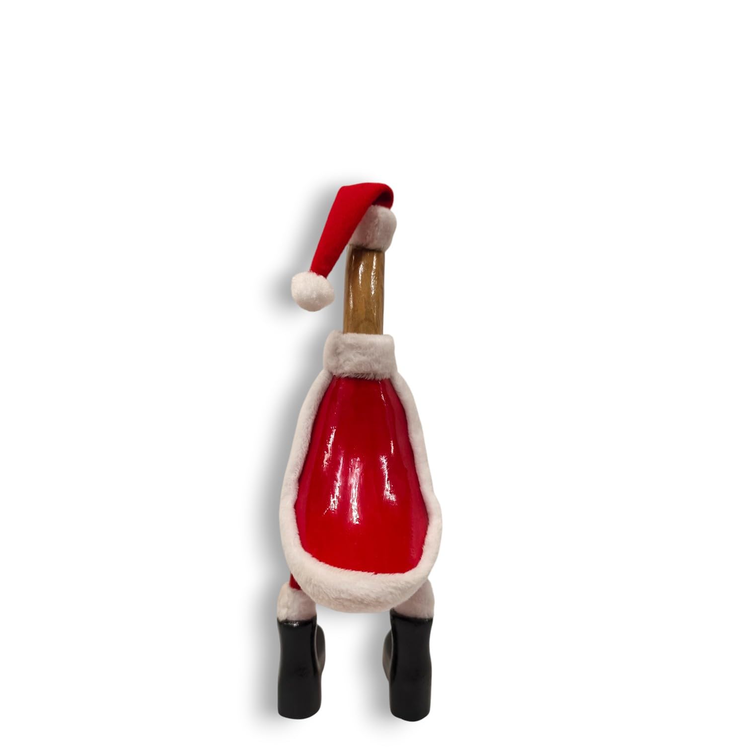 Kinaree Handgefertigte Weihnachtsente aus Bambus & Suar Holz – Dekofigur im Santa Look – Weihnachtsdekoration aus Holz – originelle Geschenkidee – Unikat (Klein)