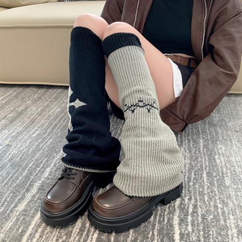 XEPST Lolita Leg Warmers - Harajuku Kawaii Knit Boot Socks - Gothic Winter Ankle Cover for Women Girls, 50 cm2