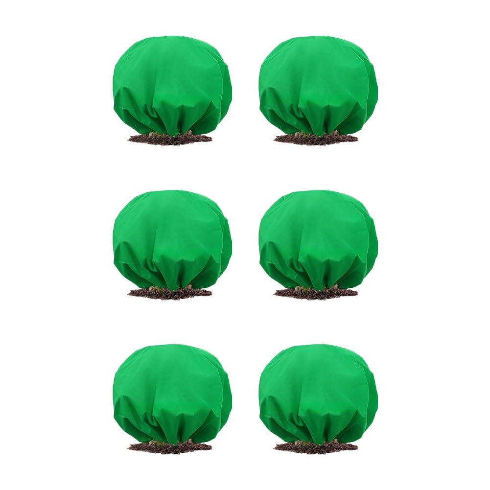 Coperte protettive invernali per piante, isolate dal gelo, con coulisse, per piante da giardino nella stagione fredda, confezione da 6 pezzi, in tessuto non tessuto verde
