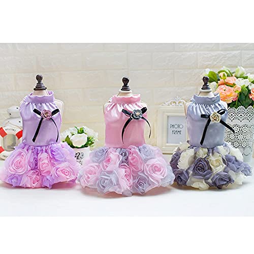 Delerur Dog Rose Dress Pet Skirt Pet Princess Dress With Bow Cute Puppy Skirt For Spring And Summer (X-Large, Purple) #TOP2