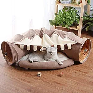 Ubersweet Imported Foldable Cat Tunnel Nest Kitten Tunnel Tube Bed Cat Cuddle Bed Kitten Beds for Indoor Cats_140699