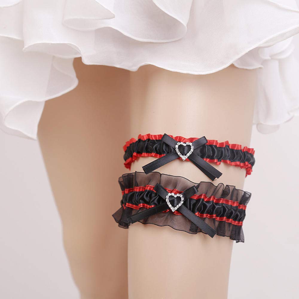 Giarrettiera da Sposa Regalo per la Sposa, Accessori per Abiti da Sposa Giarrettiera in Pizzo Elasticizzato-Zaffiro, Accessori per Abiti da Sposa Giarrettiera (Rosso)