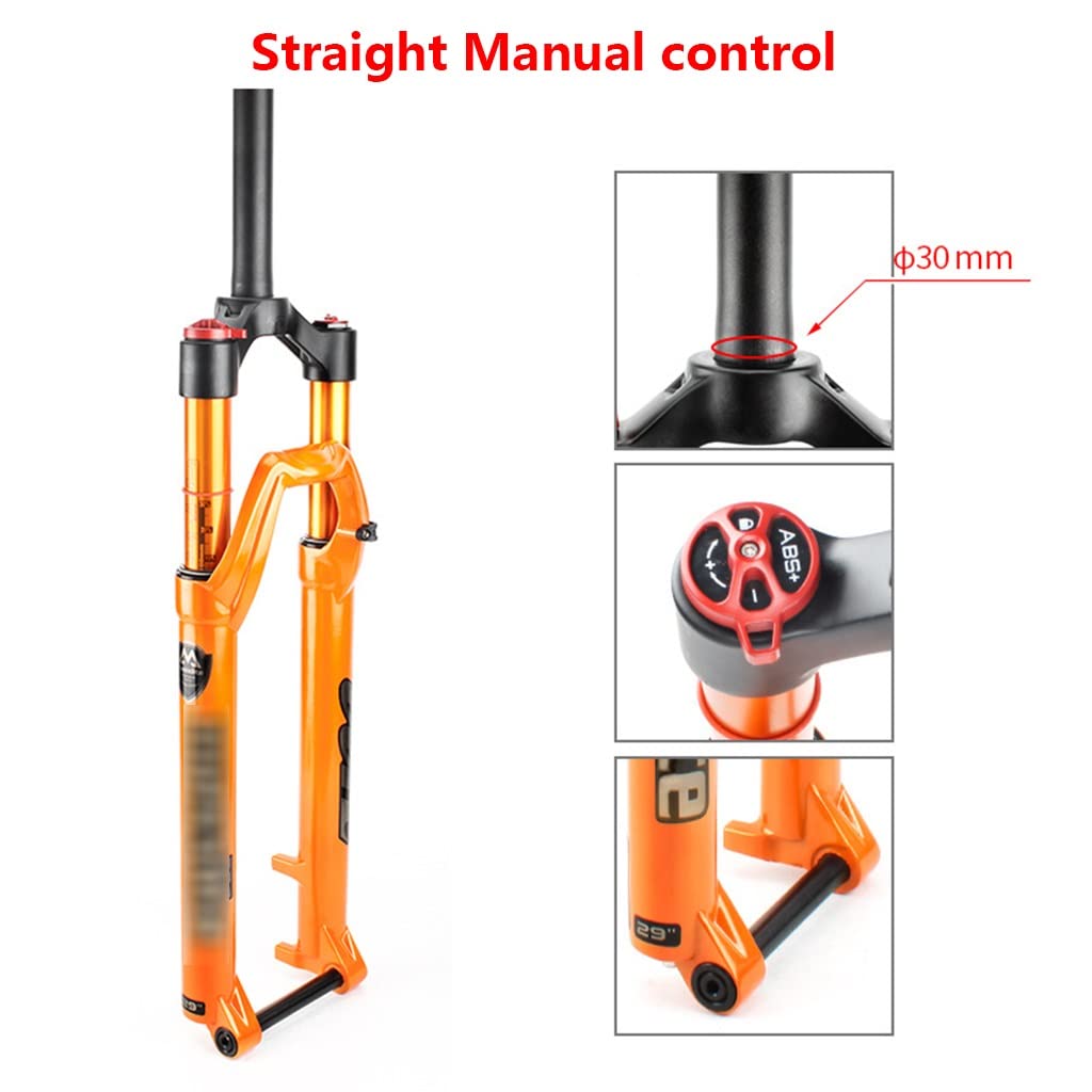 Górski przedni widelec 66 cm 69.8 cm 73.7 cm Bike Air Pressure Shock Absorber Travel 100mm Thru-axle 100x15mm 2.5-0.3 cm Straight 2.5-1.3 cm Taper Tube Manual Lockout