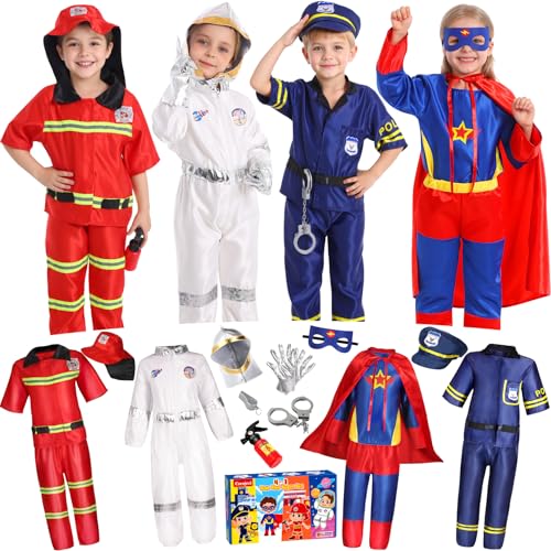Cocojeci Toddle Dress Up Clothes Boys Dress Up Costumes for Kid Career Role Play Firefighter Police Astronaut Pretend Play