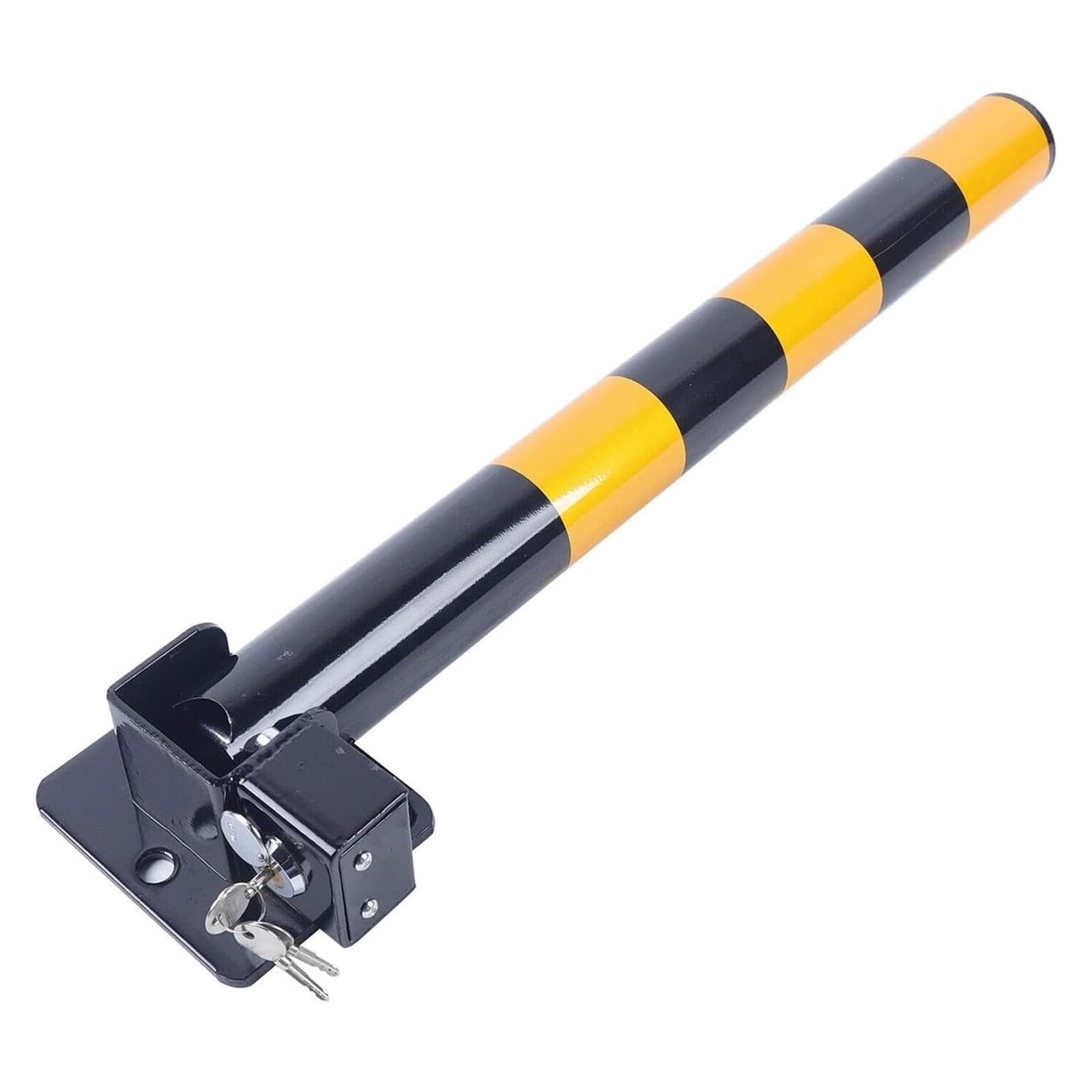 BYZOMU Folding Parking Barrier Lock, Heavy Metal Driveway Safety Bollard Obstacle Piles for Private Car, Car Stoppers Post with Warning Stripes for Home Garage