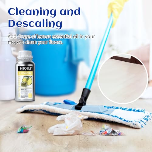 Image of HIQILI Lemon Essential Oil for Cleaning, Degreasing & Household Use, Skin Care, Aromatherapy, Diffuser - 16 Fl Oz