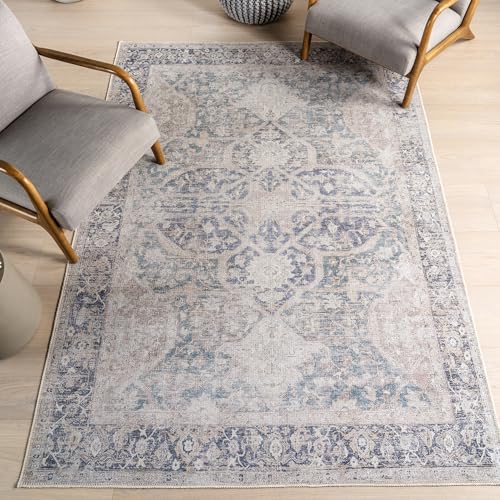 nuLOOM 5' x 8' Green Haven Collection SuperiorWash Indoor Area Rug, Recycled Cotton, Machine Washable, Stitched Edging, Flat Woven, Thalia Beige -  ATBS04A-508