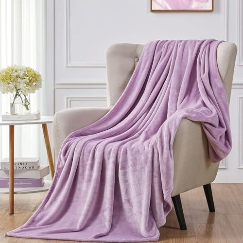 Image of Harleen Blankets, 250 GSM Super Soft Flannel Cozy Blankets for Single Bed, Washable Lightweight Blanket for Couch Sofa Bed Office, Warm Plush Blankets for All Season (Lavender Color, Double)