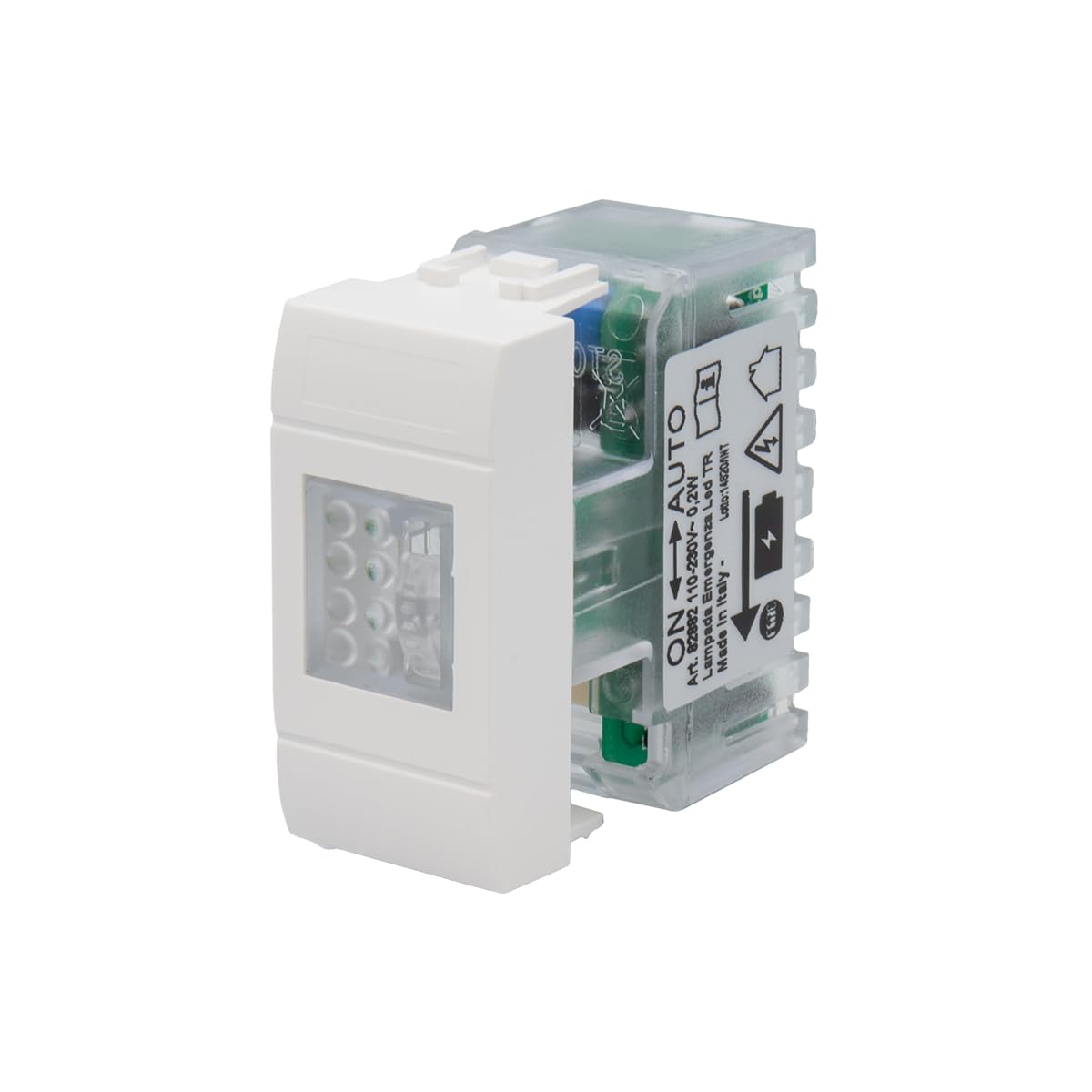 FANTON 82882-36 Lampada LED di emergenza da incasso con funzionamento SE/SA 1 modulo con aggancio KEYSTONE e batteria sostituibile - supporti BTICINO LIVING LIGHT