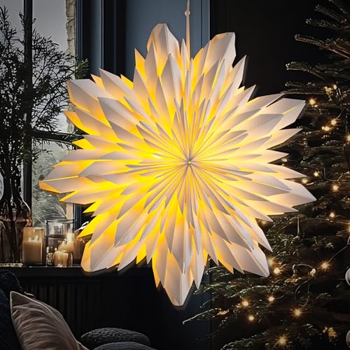 EANLOLY Weihnachtsstern Beleuchtet, Papiersterne Weihnachten, 3D Stern...