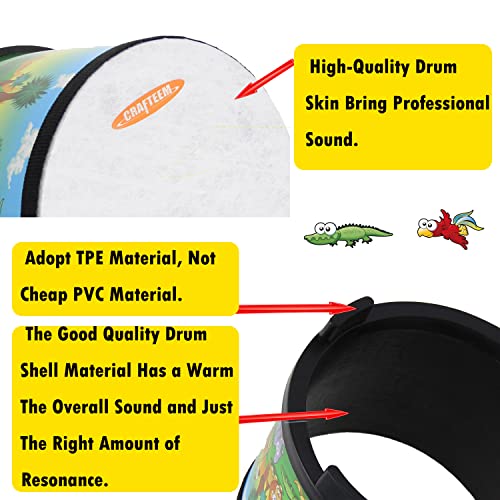 Crafteem Kids Drum Wooden Instrument And Color Blues Kids Harmonica For Toddler, Children Boys & Girls Christmas Birthday Gift #TOP2