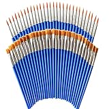 JOJODO 60 Pcs Paint Brushes Set for Kids Classroom Students Beginners，Small Brush Bulk for Detail Painting,Round Flat Paintbrushes for Acrylic Painting，Oil Watercolor Acrylic Paint Brush