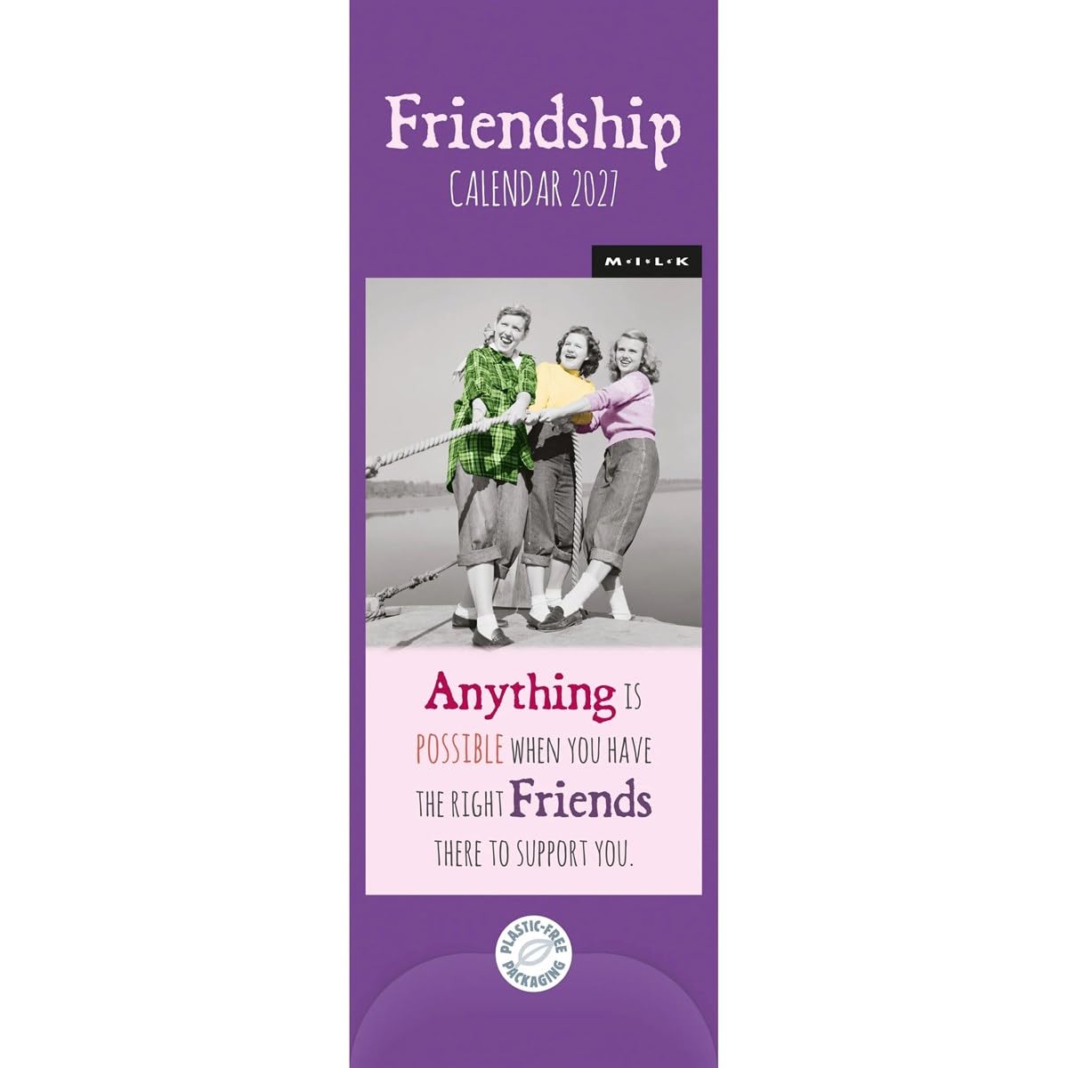 Carousel Worldwide Milk Friendship 2027 Slim Wall Calendar, 12-Month Calendar, Whimsical Cow Artwork