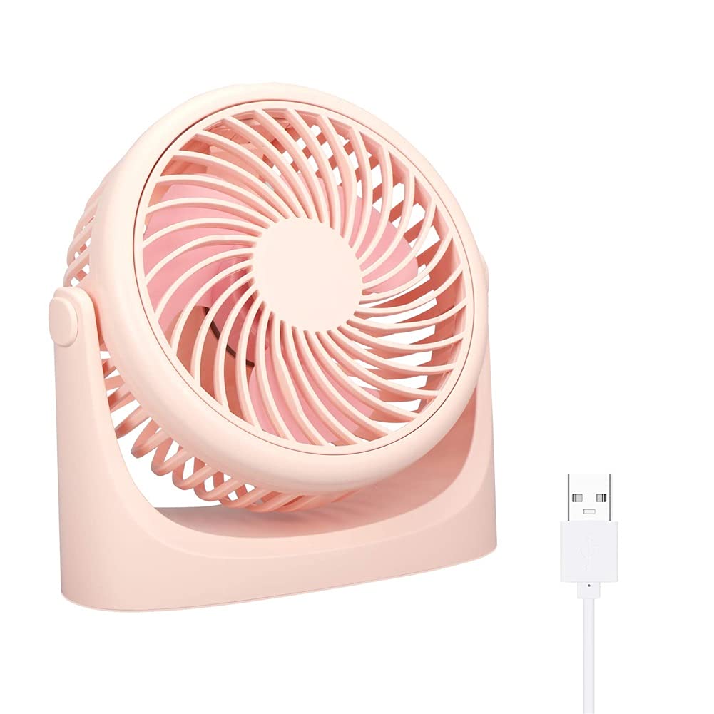 Portable Mini USB Desktop Fan, Personal Quiet Operation Cooling Fan with 4000mAh Rechargeable Battery, 360° Head Rotatable, 3 Speed Adjustable, for Home Office Bedroom Library