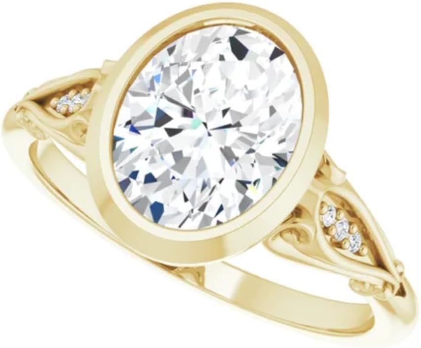 1.5 CT Moissanite Handmade Engagement Ring Bridal Wedding Ring for Women, Bezel Style Design, 10K 14K 18K Gold & 925 Sterling Silver Anniversary Propose Gift For Women