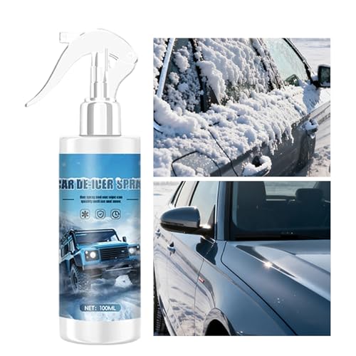 Dégivrant pour pare-brise de voiture – 100 ml – Dégivreur à action rapide – Pour voiture, rétroviseurs, serrures à clé, loquets, joints de porte, nettoyage de la fonte de la neige