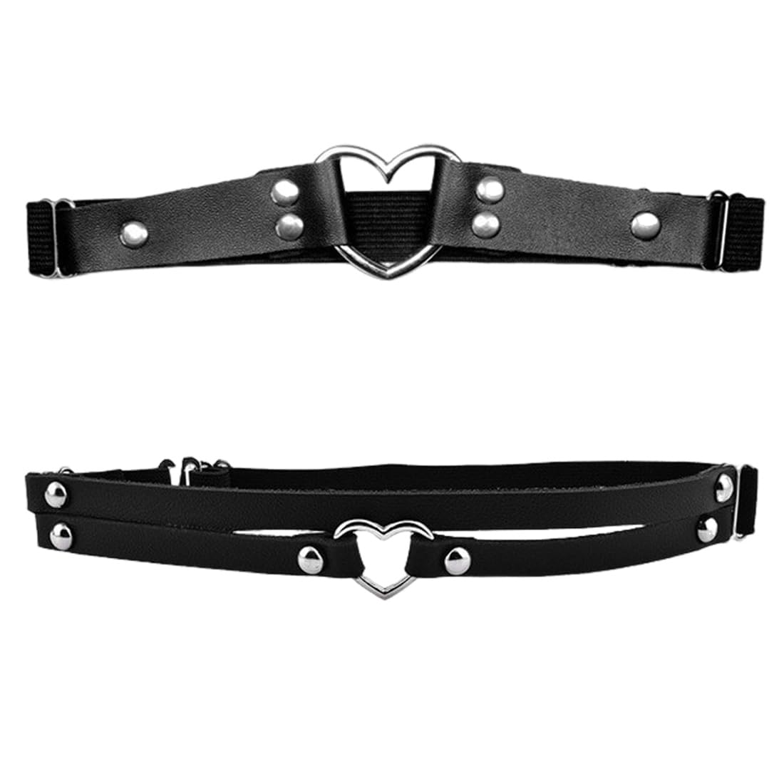 SULIUDAJI Pack of 2 Leather Leg Garters Black Adjustable Garter Gothic Thigh Garter Non-Slip Clip Women's Halloween Rave Carnival Cosplay Party Accessories