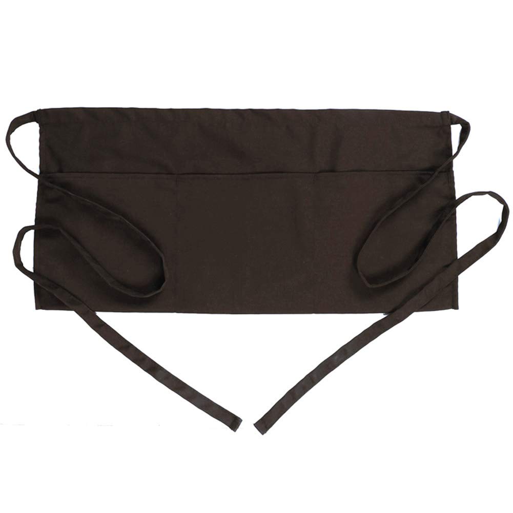 BOHARERS Waist Apron with 3 Pockets - Brown Waitress Waiter Server Short Apron（brown）