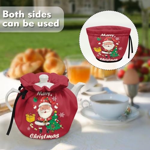Image of Christmas Tea Cozy for Teapot Santa Claus Insulated Large Teapot Cover to Keep Warm Tea Kettle Cover Machine Washable for Home Kitchen Tea Party Table Decor