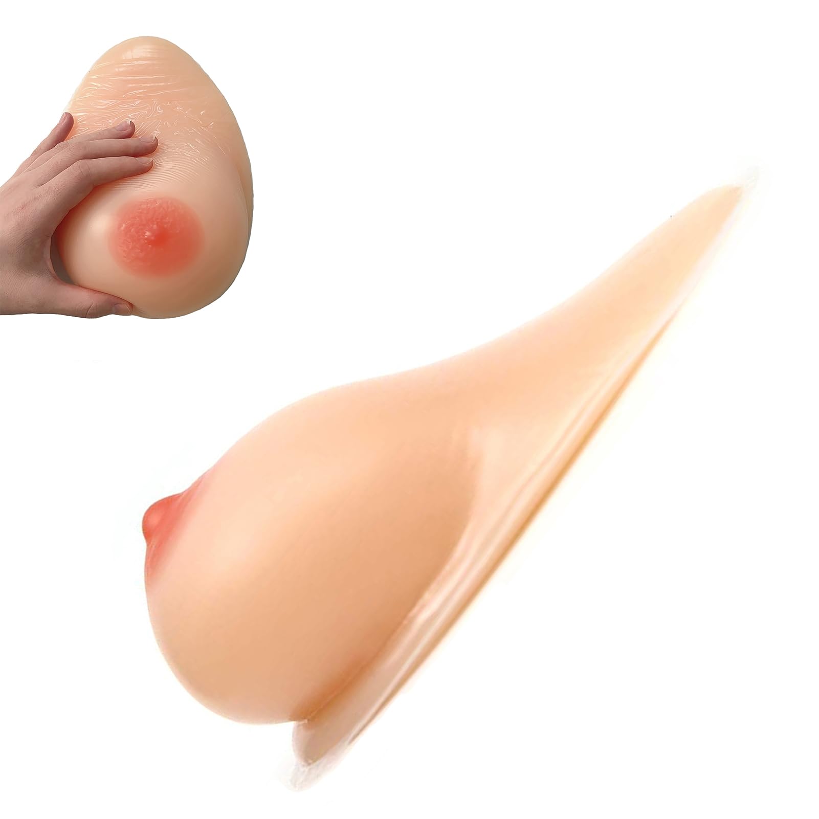 1 Paire de Faux Seins en Silicone Auto-adhésifs en Forme de Goutte d'eau réaliste pour travestis, transgenres, Mastectomie, Cosplay,Nude,B|Cup (600g/Pair)
